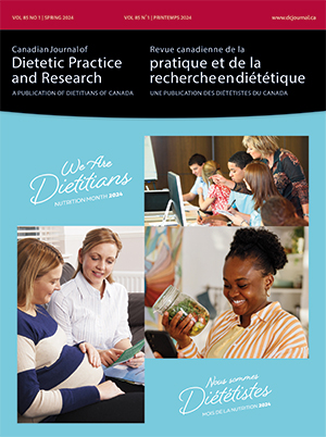 Canadian Journal of Dietetic Practice and Research volume 85, issue 1 cover